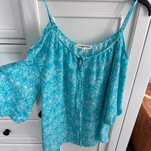 Wild Pearl Turquoise Aztec Print Blouse